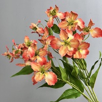 Fleur d'iris artificielle à 3 têtes, toucher réel, en silicone et coton, tige réaliste, pour bouquet de mariage et arrangement floral en vase