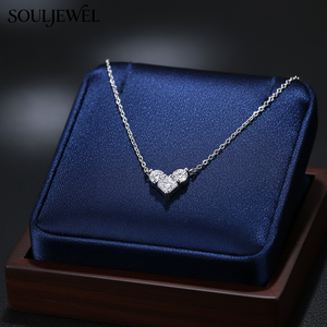 Collar de Plata de Ley 925 con Baño de Rodio de Lujo, con Colgante de Corazón de Moissanita, Regalo Romántico de Amor para Aniversario o San Valentín para Mujer - Product Image 2