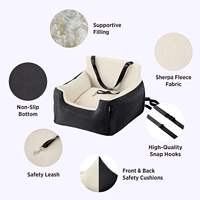 Siège de voiture imperméable pour animaux de compagnie, pour petits chiens et chats, lit surélevé en peluche chaud pour l'hiver avec laisse à clipser, housse amovible et lavable