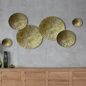 Arte de pared de metal con círculos dorados y plateados brillantes para festividades de Diwali increíbles de la fábrica del fabricante indio - Product Image 1