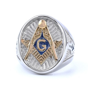 Anillo Masónico para Hombre Serie Retro Europeo-Americana AG, Chapado en Acero Inoxidable, en Stock, Venta al Por Mayor de Moda - Product Image 4
