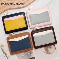 Dompet Wanita Kulit PU Dompet Pendek Resleting Dengan 7 Slot Kartu Kantong Resleting Koin Jendela Foto Kompartemen Uang Tunai