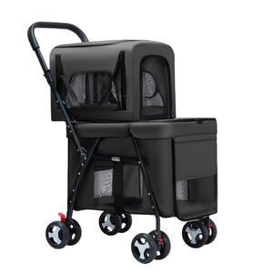 छोटे/बड़े कुत्तों के लिए लक्जरी डबल-लेयर फ्रेंडली एब्स सामग्री 4-पहिया फोल्डेबल स्ट्रैलर - Product Image 1