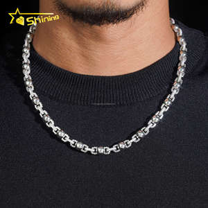 Catena a Corda Infinita con Perle di Moissanite VVS da 8mm, Stile Hip Hop, Completamente Tempestata di Pietre, Certificato GRA, Argento S925 - Product Image 1