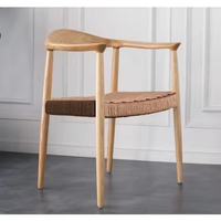 Chaise de salle à manger en bois et corde VL Nordic, chaises modernes Oka avec accoudoirs