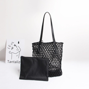 malla de algodón <span class=keywords><strong>Shopper</strong></span> Tote bolso elegante para rato viaje de compras de comestibles diario mujer chica - Product Image 6