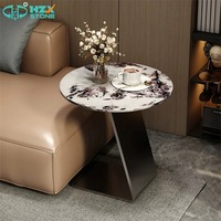 Table d'appoint moderne en marbre poli HZX STONE, taille personnalisée, imperméable, pour cuisine, salle de bain, villa, hôtel, salle à manger