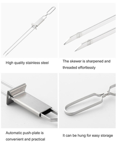 Brochetas Largas y Planas <span class=keywords><strong>de</strong></span> Acero Inoxidable Reutilizables para Kebab, Barbacoa y Ahumadores - Duraderas, Ecológicas, Fáciles <span class=keywords><strong>de</strong></span> Limpiar y Personalizables - Product Image 4