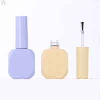 Bouteilles en verre transparentes plates de 10 ml pour vernis à ongles, personnalisables OEM/ODM avec logo, en forme de polygone, avec couvercle et pinceaux