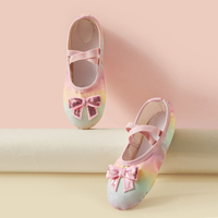 Chaussons de danse pour enfants en forme de patte de chat, avec nœud décoratif, dégradé de couleurs, semelle souple, pour filles, entraînement de danse quotidien, vente en gros BX69