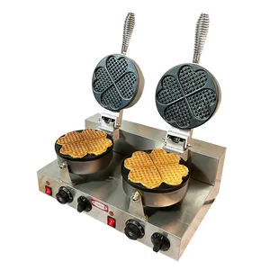 Top Selling Double Single Head Cast Aluminium Plate Heart Shaped Waffle Maker Commercial 4 Slices Heart Waffle Maker Machine