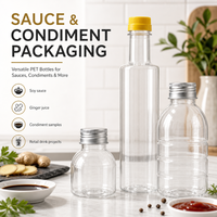 Botella de Plástico PET para Salsas de 125ml, 250ml, 500ml, Envase para Condimentos, Jengibre, Jugo, Salsa de Soya, Hecho en China