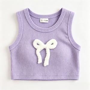 Set di vestiti estivi per bambina, top corto a costine, gonna con volant floreale, completo in 2 pezzi per l'uso quotidiano e il gioco all'aperto - Product Image 3
