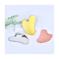 Outil de massage facial en acier inoxydable Gua Sha, grattoir en métal argenté DIY, logo personnalisé