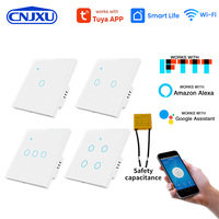 Interruptor de Luz WiFi Tuya Sin Cable Neutro, 1/2/3/4 Canales, Interruptor de Pared Inteligente para UE/Reino Unido, Compatible con Alexa, Google Home, Smart Life