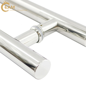 Maniglia per Porta Scorrevole in Stile Moderno Cinese in Acciaio Inox e Legno con Vetro per Negozi e Hotel - Product Image 3