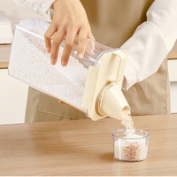 Distributeur de céréales hermétique en plastique avec bouton poussoir pour farine, grains et riz – Organisateur de garde-manger de cuisine