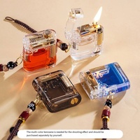 Briquet au kérosène portable et rechargeable avec réservoir transparent, design moderne, fonctions de sécurité pour cigarettes et camping