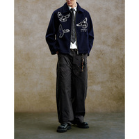Veste de baseball en molleton de coton à sequins brodés de haute qualité pour hommes, coupe courte, poids lourd, manches longues, veste universitaire pour homme