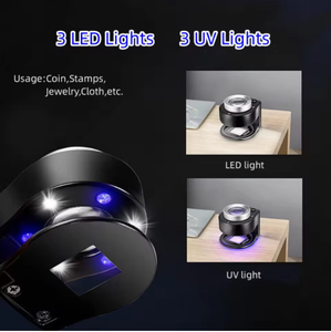 Lampe de détection portable en métal avec grossissement 30X, mesure de l'échelle, et lumières LED et UV - Product Image 4