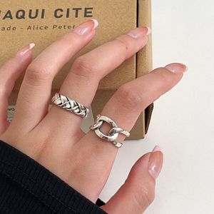 S925 Sterling Silver Braided <b>Ring</b> For Women Geometric <b>Open</b> Design Everyday Wear Jewelry - Product Image 1