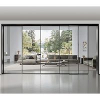 Portes coulissantes encastrées en verre isolant à double vitrage, à rail visible, design fin, pour suites de luxe modernes