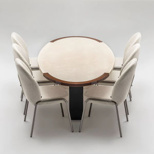 Juego de Comedor Moderno con Mesa Ovalada, 6 Piezas, Estructura de Hierro, Tablero de Madera, Muebles Duraderos para el Hogar - Product Image 1