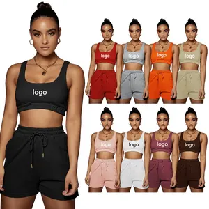 Marcas logo 2024 verano Mujer conjuntos de pantalones cortos de dos piezas Biker Tank Tops y joggers pantalones de chándal chándales de verano para mujer