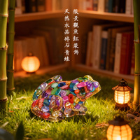 Statue de grenouille en pierres précieuses naturelles sculptées, écologique, colorée, ornement Feng Shui, artisanat, art des chakras, vente en gros