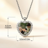 Collier personnalisable avec bordure en forme de cœur pour couple, chaîne commémorative pour clavicule