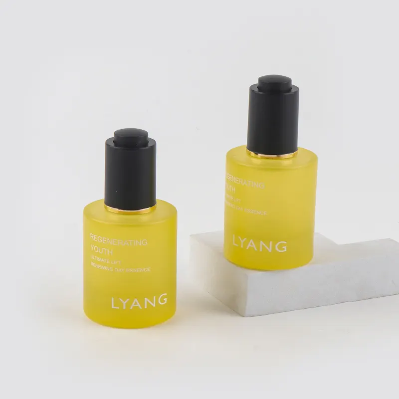 Frasco de vidro transparente com óleo conta-gotas de pressão para cosméticos e cuidados com a pele, com várias especificações personalizadas