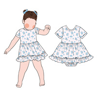Robe-bébé à manches courtes imprimées et bords volantés, très tendance, pour un usage quotidien décontracté