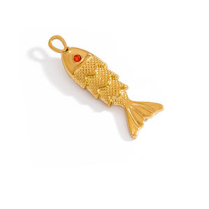 Colgante de joyería DIY de acero inoxidable con forma de pez colorido y efecto goteo para hacer collares, formas mixtas, tamaño mediano - Product Image 2