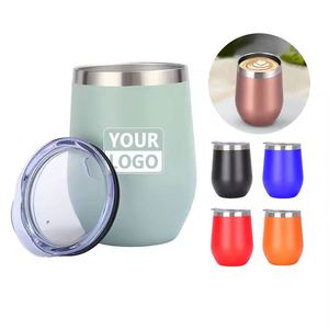 Vente en gros de tasses à œufs en acier inoxydable 304 de 12 oz avec logo personnalisé, gobelet isotherme de voyage pour bière, thé, café, tasse thermique avec couvercle - Product Image 1