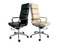 Chaise de direction haut de gamme en cuir luxueux noir et crème