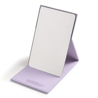 Miroir de maquillage pliable rectangulaire en cuir PU, motif mignon, portable, vente en gros