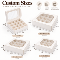 Boîte de rangement pour desserts personnalisée à 16 compartiments avec fenêtre transparente, adaptée aux bonbons, au chocolat, aux biscuits, avec doublure