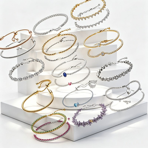 Novedad 2026 Pulsera de tenis deslizante de plata <span class=keywords><strong>925</strong></span> con forma de corazón, lazo brillante de moda y cadena de hueso de serpiente ajustable, joyería exquisita DIY con dijes - Product Image 1