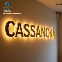 Enseigne LED Acrylique Étanche pour Bâtiment, Lettres Boîtiers Rétroéclairées, Enseigne 3D, Impression sur Lettres, Acier Inoxydable Métallique Frontlit