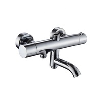 Keran Pancuran Termostatik, Katup Mixer Bak Mandi Termostatik Kuningan Krom, Keran Termostatik Modern untuk Dinding