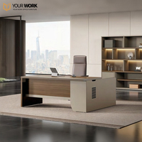 Bureau d'accueil moderne en bois - Polyvalent, en MDF, pliable, hauteur réglable, tiroirs verrouillables pour hôtel, école, bureau, centre commercial et usage domestique ou en bar