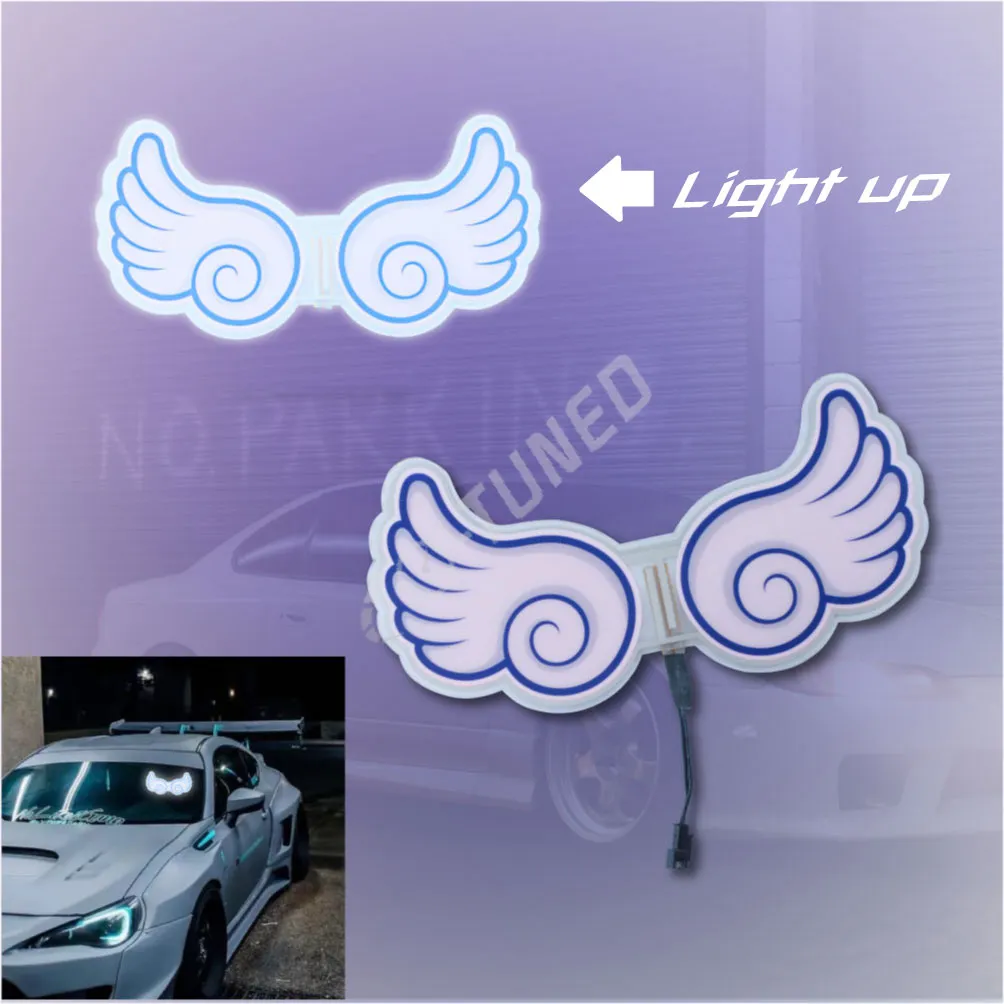 कार एलईडी एन्जिल पंख संकेत Electroluminescent प्रकाश अप स्टीकर विंडोज JDM चमक पैनल