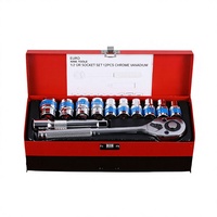 Ensemble de clés à cliquet de 12 pièces, jeu d'outils à douilles, acier chromé Cr-V, kit de réparation automobile