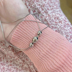 S925 <b>Silver</b> Ball Necklace Women's 405cm Chain Length Everyday Wear Minimalist Style Fine <b>Choker</b> - Product Image 4