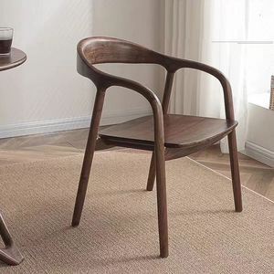 Chaise de salle à manger en bois massif de style nordique moderne, siège en cuir, chaises de salle à manger luxueuses pour restaurant, café, mobilier - Product Image 2