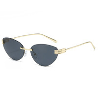 Nouvelles lunettes de soleil œil-de-chat de luxe tendance, sans monture, en métal, pour femmes et hommes, avec logo personnalisé, vente en gros, OEM ODM
