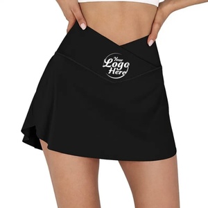 Falda deportiva de tenis de cintura alta con banda elástica ancha y bolsillo para teléfono, ideal para pickleball, venta al por mayor - Product Image 1