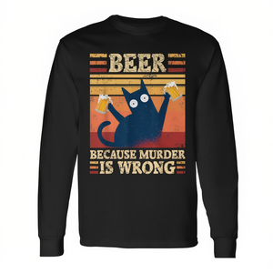 T-shirt promotionnel à manches longues pour chat, motif « Bière parce que tuer est mal» - Product Image 2