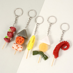 Porte-clés en PVC, modèle de simulation alimentaire amusant : tentacules de calmar, maïs, brochettes BBQ, jouet fantaisie pour jeu culinaire - Product Image 6