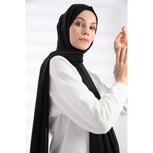 Elegant Chiffon Scarf Black Solid Women's Neckwear <b>Viscose</b> Polyester Lightweight <b>Hijab</b> Accessory - Product Image 1